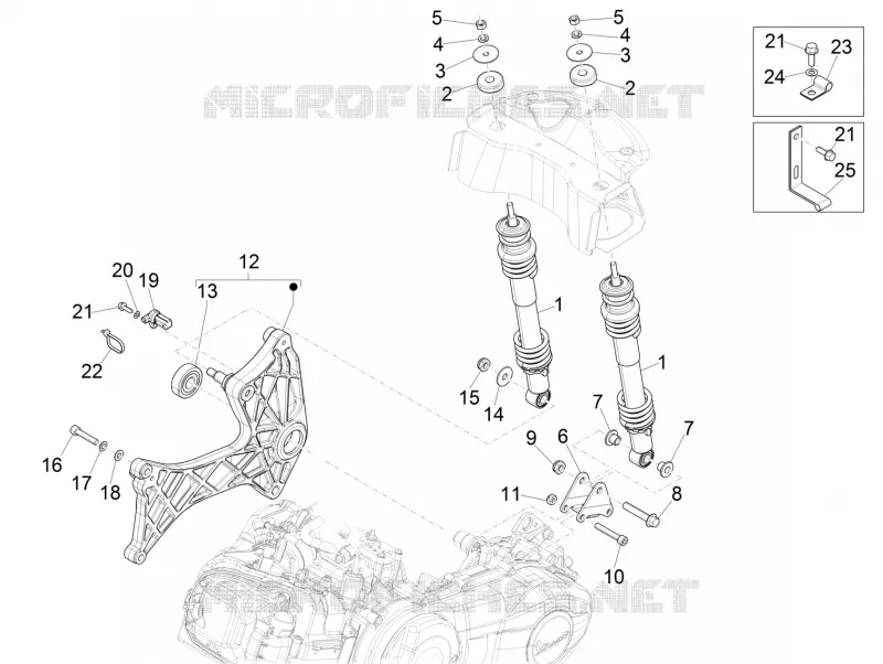 Suspension arrière - Amortisseur/s VESPA VESPA-SCOOTER 300 GTS 2021  GTS 300 75° Anniversario Euro 3 - Euro 4