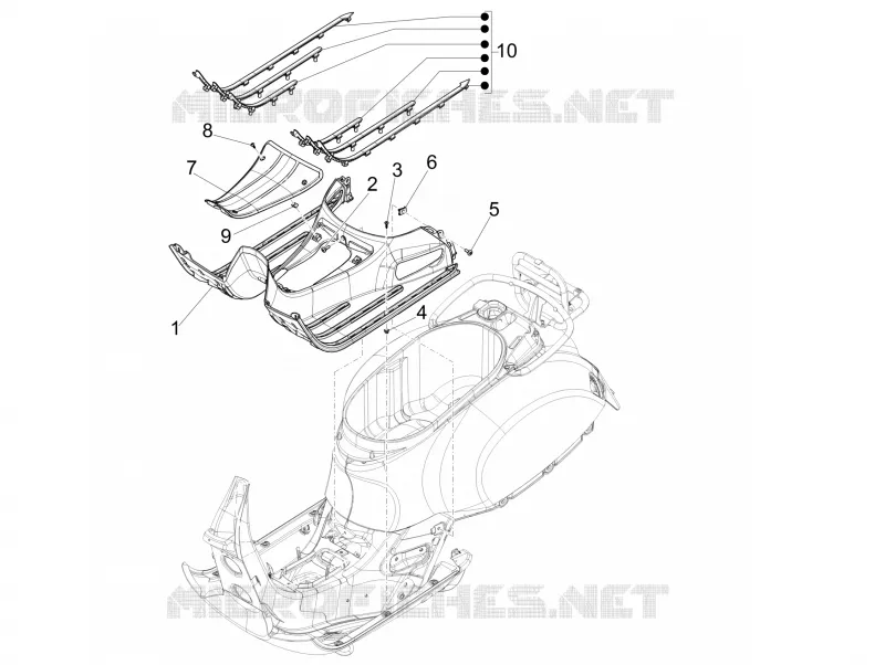CARENAGE CENTRAL - REPOSES PIEDS VESPA VESPA-SCOOTER 300 GTS 2021  GTS 300 Super HPE 4T 4V ie Euro 5 ABS