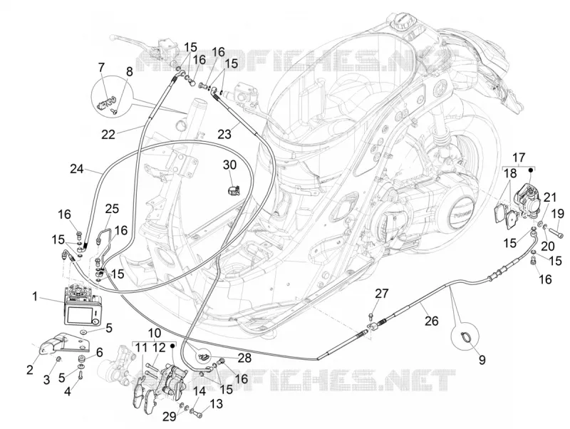 Tuyaus du freins - Etriers de frein (ABS) VESPA VESPA-SCOOTER 300 GTS 2021  GTS 300 Super HPE 4T 4V ie Euro 5 ABS