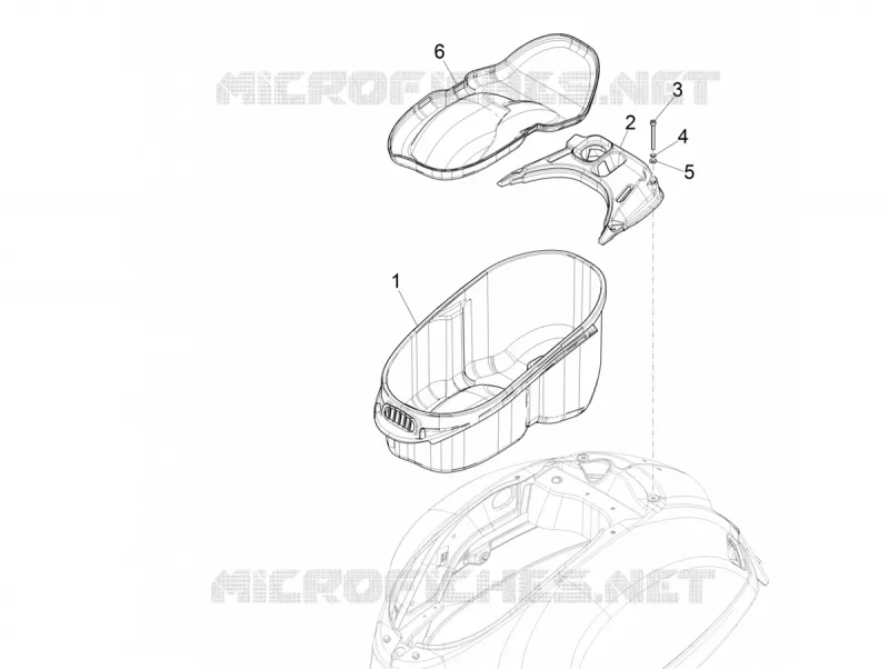 Logement casque - Dessous de selle VESPA VESPA-SCOOTER 300 GTV 2021  GTV 300 SEI GIORNI Euro 5