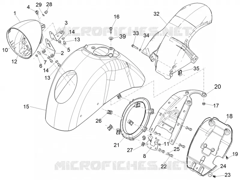 Logement roue - Garde boue VESPA VESPA-SCOOTER 300 GTV 2020  GTV 300 HPE SEI GIORNI ie Euro 5 ABS