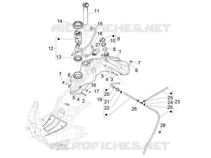 Réservoir VESPA VESPA-SCOOTER 300 GTV 2020  GTV 300 HPE SEI GIORNI ie Euro 5 ABS