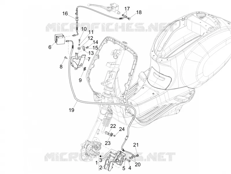 Tuyaus du freins - Etriers de frein (ABS) VESPA VESPA-SCOOTER 125 PRIMAVERA 2021  Primavera 125 3V Euro 5 ABS
