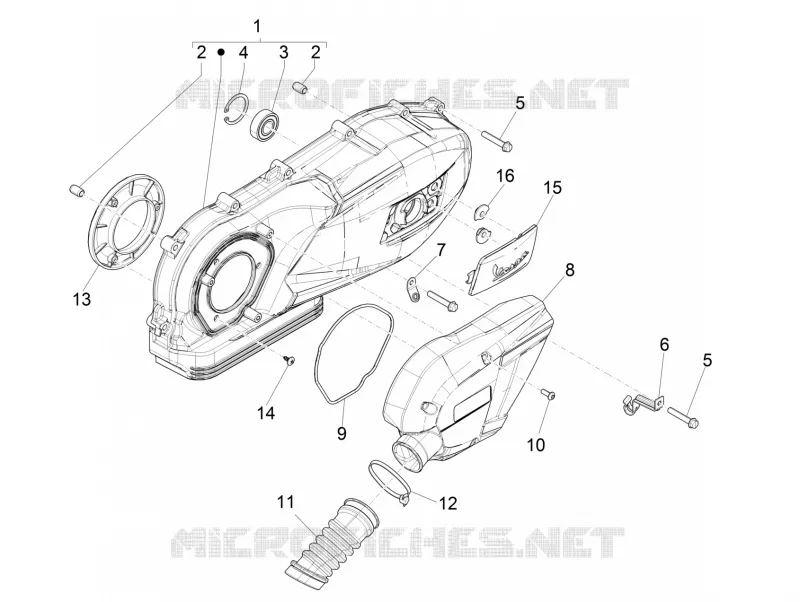 Couvercle carter - Refoidissement carter VESPA VESPA-SCOOTER 125 PRIMAVERA 2021  Primavera 125 4T 3V ie Euro 5 ABS
