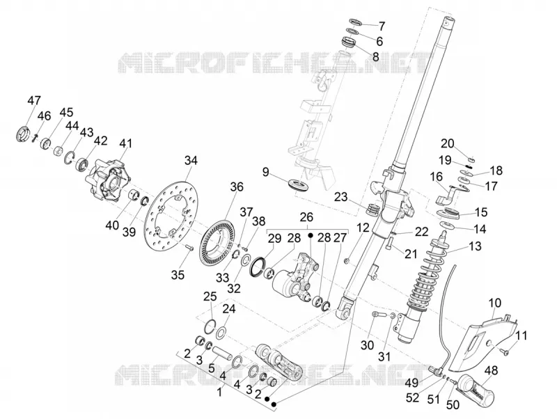 Fourche/tube direction - Ensemble butée dir. VESPA VESPA-SCOOTER 125 PRIMAVERA 2020  Primavera 125 4T 3V ie Euro 5 ABS