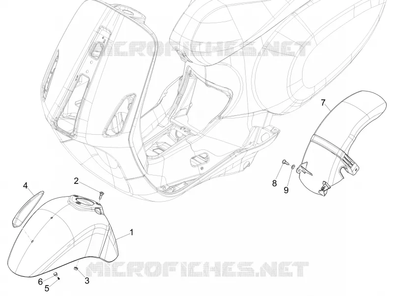 Logement roue - Garde boue VESPA VESPA-SCOOTER 125 PRIMAVERA 2021  Primavera 125 4T 3V ie Euro 5 ABS