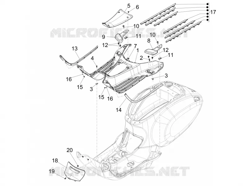 CARENAGE CENTRAL - REPOSES PIEDS VESPA VESPA-SCOOTER 150 PRIMAVERA 2020  Primavera 150 Euro 5 ABS