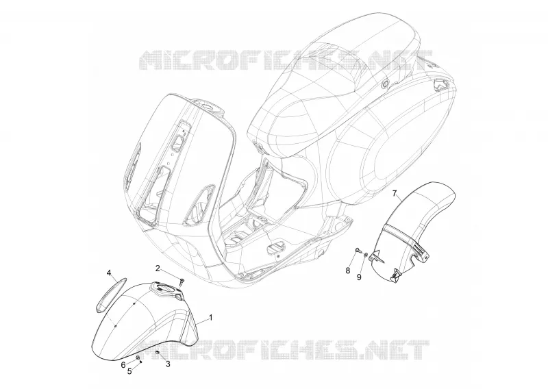 Logement roue - Garde boue VESPA VESPA-SCOOTER 50 PRIMAVERA 2021  Primavera 50 25 km/h Euro 5