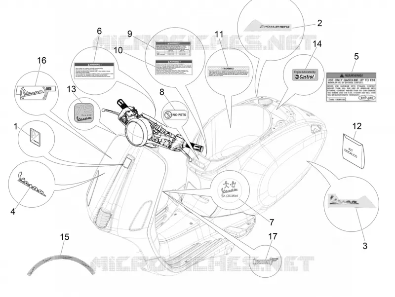 AUTOCOLLANTS - ETIQUETTES VESPA VESPA-SCOOTER 50 PRIMAVERA 2020  Primavera 50 Euro 4