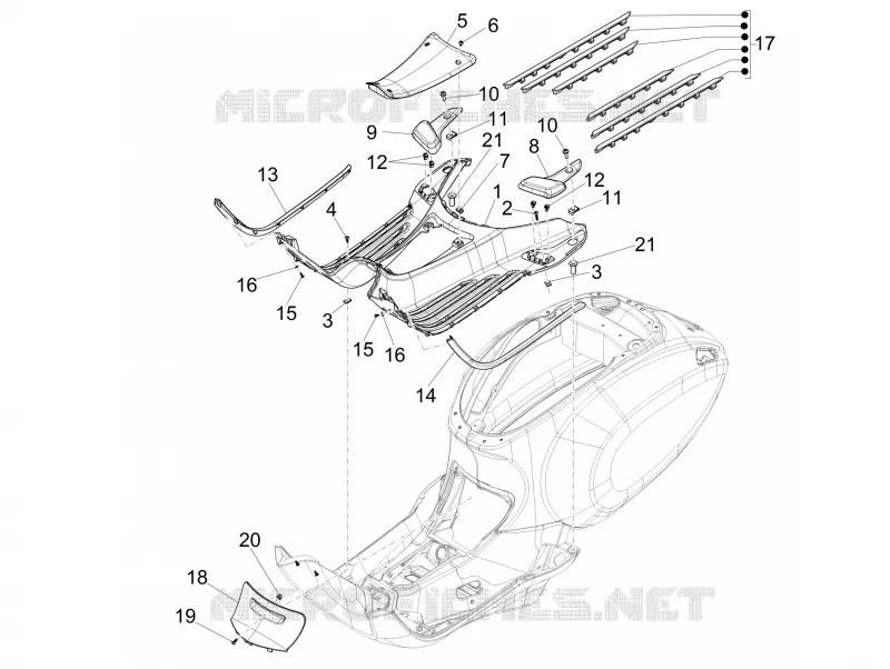 CARENAGE CENTRAL - REPOSES PIEDS VESPA VESPA-SCOOTER 50 PRIMAVERA 2020  Primavera 50 Euro 4