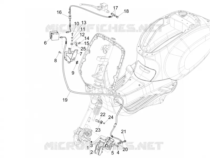 Tuyaus du freins - Etriers de frein (ABS) VESPA VESPA-SCOOTER 125 SPRINT 2022  Sprint 125 4T 3V Euro 5