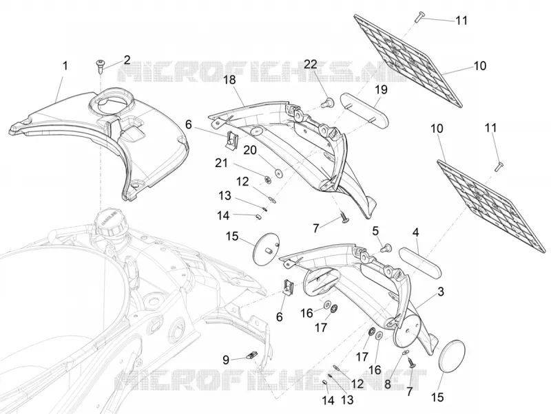Couvercle arrière - Pare-boue VESPA VESPA-SCOOTER 150 SPRINT 2021  Sprint 150 4T 3V iGet Euro 5 ABS
