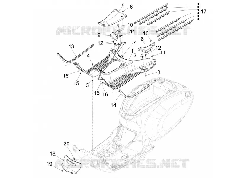 CARENAGE CENTRAL - REPOSES PIEDS VESPA VESPA-SCOOTER 150 SPRINT 2021  Sprint 150 Euro 5 Racing Sixties