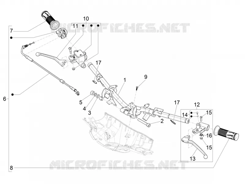 Guidon - Maître cylindre VESPA VESPA-SCOOTER 50 SPRINT 2020  Sprint 50 25 km/h Euro 5
