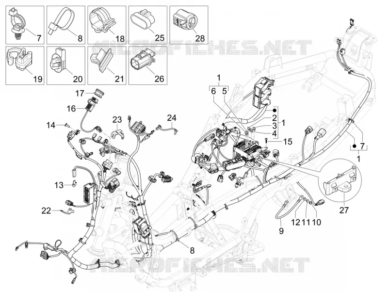 FAISCEAU ELECTRIQUE PRONCIPAL PIAGGIO PIAGGIO-SCOOTER 400 MP3 2022  MP3 400 HPE RST Classic-Sport E5