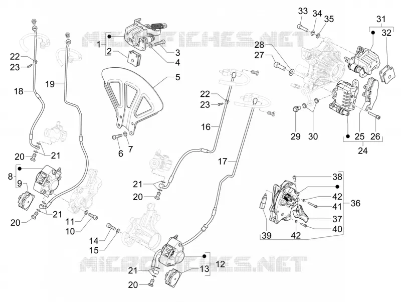 Tuyaus du freins - Etriers de frein (ABS) PIAGGIO PIAGGIO-SCOOTER 400 MP3 2022  MP3 400 HPE RST Classic-Sport E5