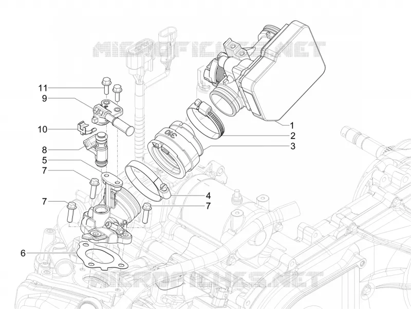 Boitier papillon - Injecteur - Pipe d'admission PIAGGIO PIAGGIO-SCOOTER 310 MP3 2024  MP3 310 hpe - 310 hpe Sport E5+