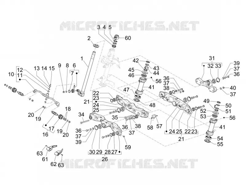 Fourche/tube direction - Ensemble butée dir. PIAGGIO PIAGGIO-SCOOTER 310 MP3 2024  MP3 310 hpe - 310 hpe Sport E5+