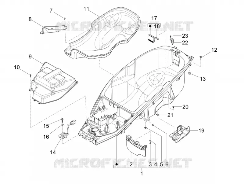 Logement casque - Dessous de selle PIAGGIO PIAGGIO-SCOOTER 530 MP3 2024  MP3 MAXI 530 HPE E5+ Exclusive