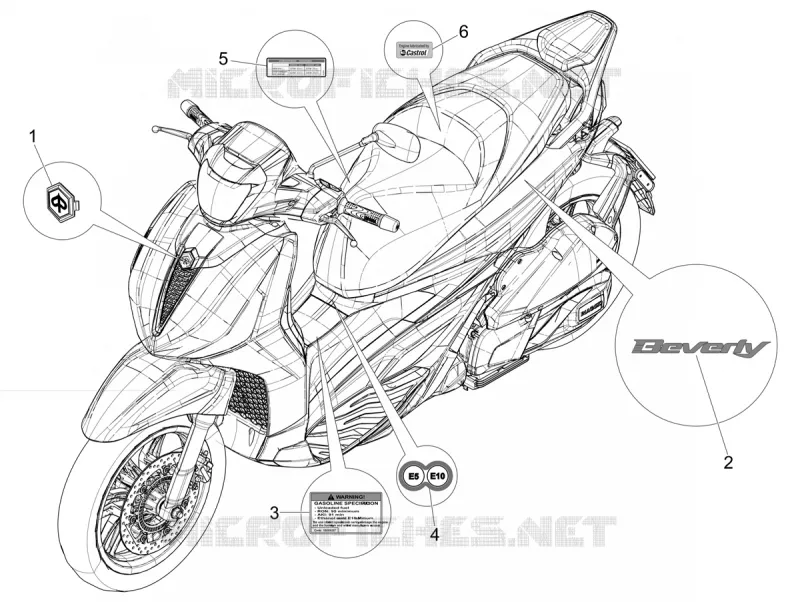 AUTOCOLLANTS - ETIQUETTES PIAGGIO PIAGGIO-SCOOTER 300 BEVERLY 2023  Beverly 300 E5 Deep Black