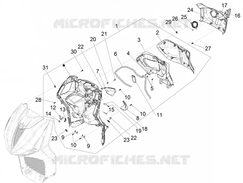 Coffre avant - Contre-tablier PIAGGIO PIAGGIO-SCOOTER 300 BEVERLY 2023  Beverly 300 E5 Deep Black