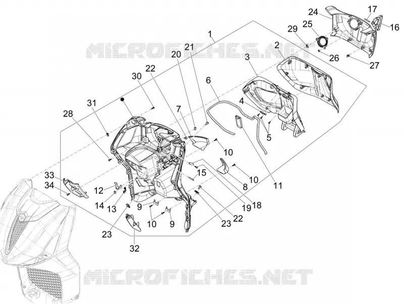 Coffre avant - Contre-tablier PIAGGIO PIAGGIO-SCOOTER 310 BEVERLY 2025  Beverly 310 E5+ Classic - Sport