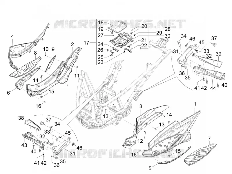 CARENAGE CENTRAL - REPOSES PIEDS PIAGGIO PIAGGIO-SCOOTER 400 BEVERLY 2025  Beverly 400 E5+ Classic - Sport
