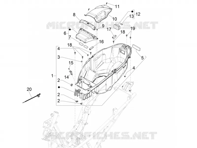 Logement casque - Dessous de selle PIAGGIO PIAGGIO-SCOOTER 400 BEVERLY 2025  Beverly 400 E5+ Classic - Sport