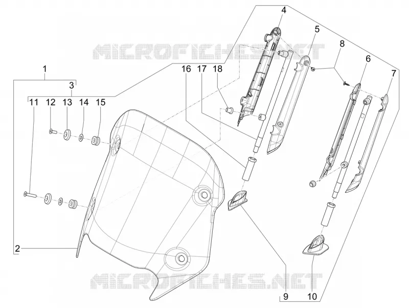 Pare-brise - Glaces PIAGGIO PIAGGIO-SCOOTER 400 BEVERLY 2023  Beverly 400 E5 Deep Black