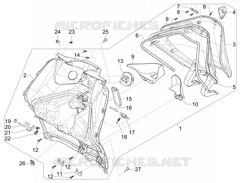 Coffre avant - Contre-tablier PIAGGIO PIAGGIO-SCOOTER 125 LIBERTY 2024  Liberty 125 i-get 4T 3V E5+