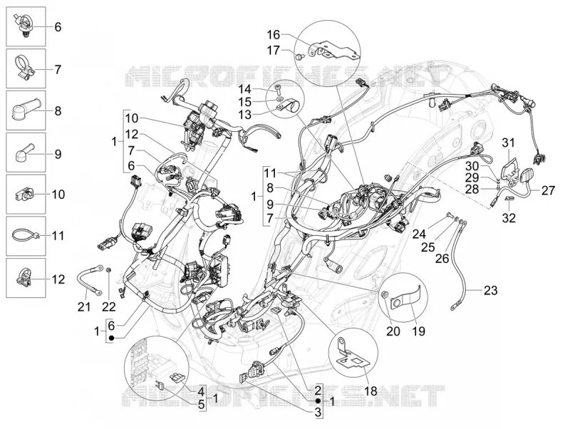 FAISCEAU ELECTRIQUE PRONCIPAL VESPA VESPA-SCOOTER 300 GTS 2023  Vespa GTS 300 ABS E5 Super - Super Sport - Super Tech