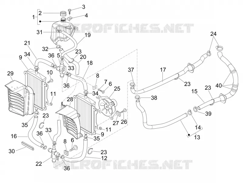 Installation de refoidissement VESPA VESPA-SCOOTER 300 GTS 2024  Vespa GTS 300 ABS E5 Super - Super Sport - Super Tech