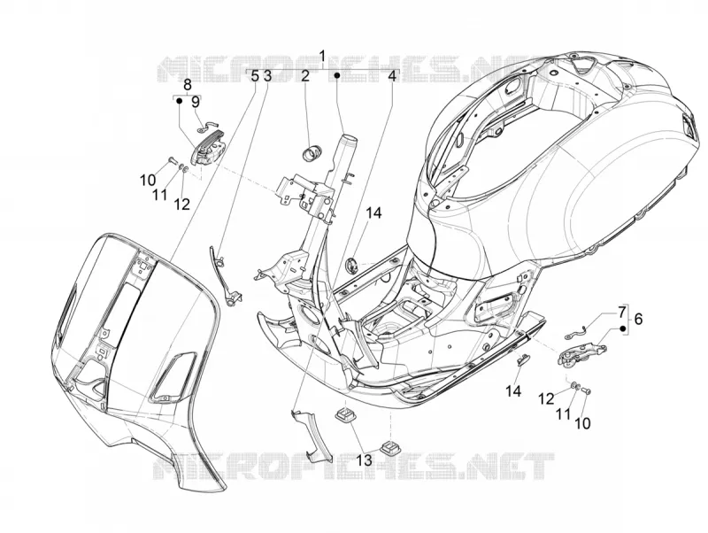 Châssis/coque VESPA VESPA-SCOOTER 300 GTS 2021  GTS 300 Super HPE 4T 4V ie Euro 5 ABS
