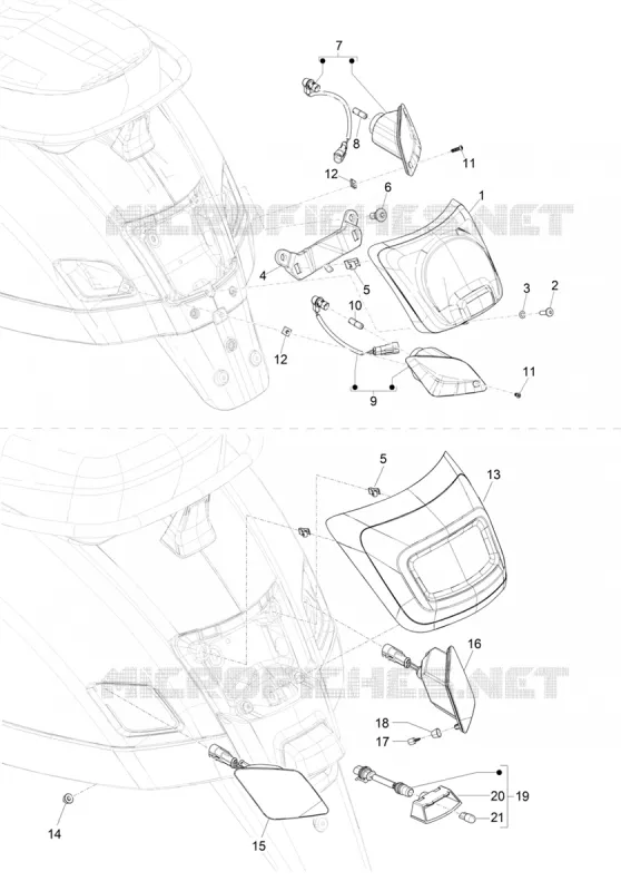 FEUX ARRIERE - CLIGNOTANTS VESPA VESPA-SCOOTER 300 GTS 2021  GTS 300 Super HPE 4T 4V ie Euro 5 ABS