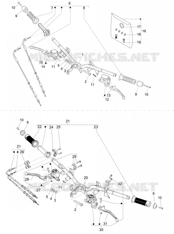 Guidon - Maître cylindre VESPA VESPA-SCOOTER 300 GTS 2021  GTS 300 Super HPE 4T 4V ie Euro 5 ABS