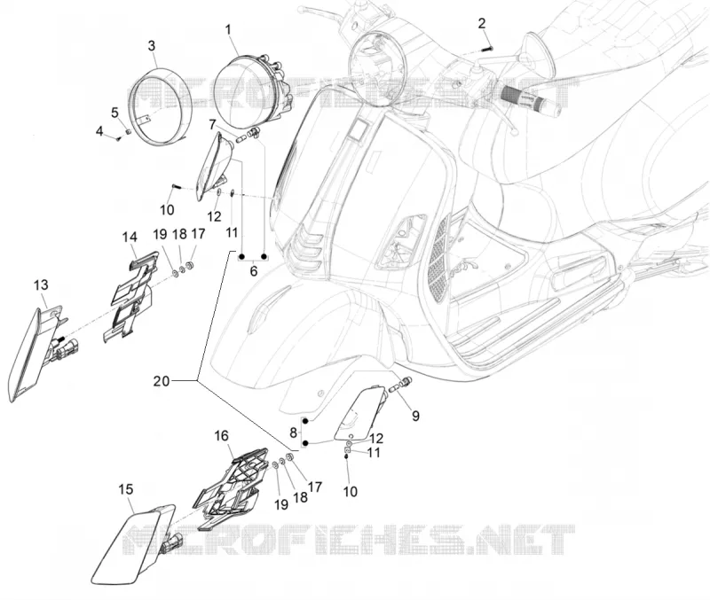 PHARE - CLIGNOTANTS AVANT VESPA VESPA-SCOOTER 300 GTS 2021  GTS 300 Super HPE 4T 4V ie Euro 5 ABS