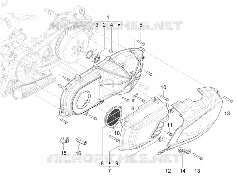 Couvercle carter - Refoidissement carter VESPA VESPA-SCOOTER 310 GTS 2025  Vespa GTS 310 E5+ Super Tech