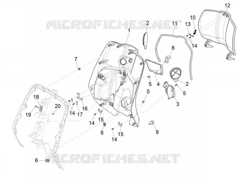 Coffre avant - Contre-tablier VESPA VESPA-SCOOTER 50 PRIMAVERA 2021  Primavera 50 4T 3V Euro 5