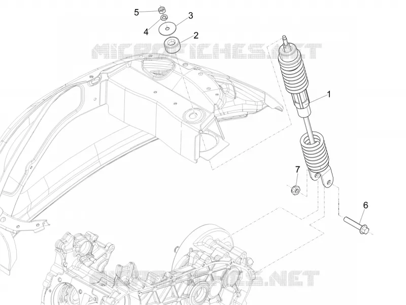 Suspension arrière - Amortisseur/s VESPA VESPA-SCOOTER 50 PRIMAVERA 2024  Vespa Primavera 50 Batik E5