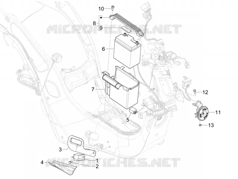 Relais - Batterie - Avertisseur sonore VESPA VESPA-SCOOTER 50 PRIMAVERA 2024  Vespa Primavera 50 E5 RED