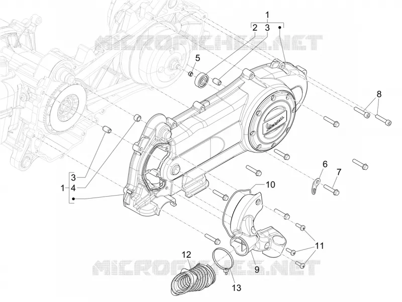 Couvercle carter - Refoidissement carter VESPA VESPA-SCOOTER 50 PRIMAVERA 2024  Vespa Primavera 50 TECH E5