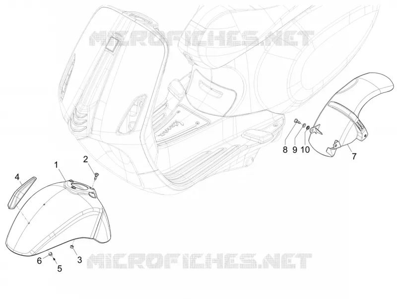 Logement roue - Garde boue VESPA VESPA-SCOOTER 50 PRIMAVERA 2024  Vespa Primavera 50 TECH E5