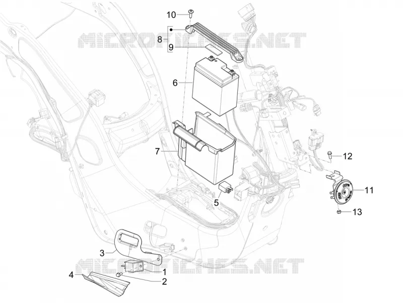 Relais - Batterie - Avertisseur sonore VESPA VESPA-SCOOTER 50 PRIMAVERA 2024  Vespa Primavera 50 TECH E5