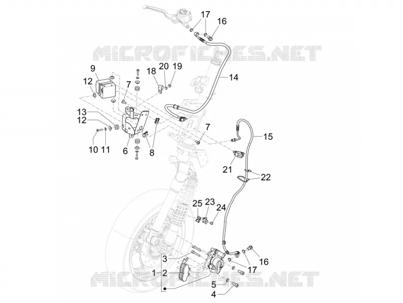 Tuyaus du freins - Etriers de frein (ABS) VESPA VESPA-SCOOTER 125 PRIMAVERA 2024  Vespa Primavera 125 E5+