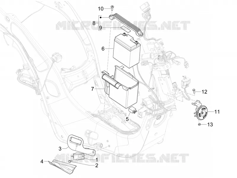 Relais - Batterie - Avertisseur sonore VESPA VESPA-SCOOTER 125 PRIMAVERA 2024  Vespa Primavera 125 TECH E5+