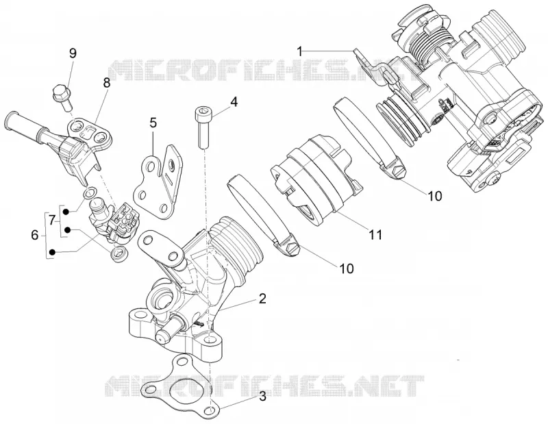 Boitier papillon - Injecteur - Pipe d'admission VESPA VESPA-SCOOTER 50 SPRINT 2022  Vespa Sprint 50 E5 Justin Bieber