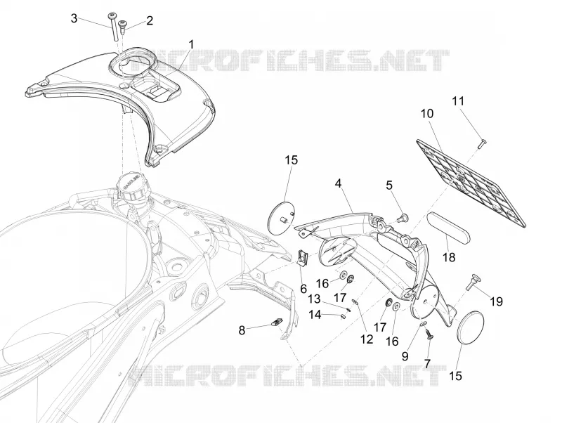 Couvercle arrière - Pare-boue VESPA VESPA-SCOOTER 50 SPRINT 2023  Vespa Sprint 50 E5 Justin Bieber