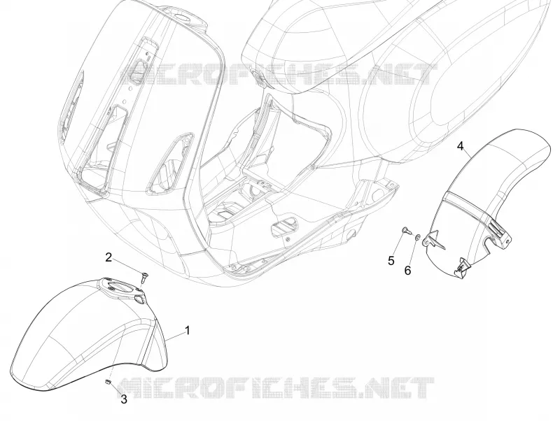 Logement roue - Garde boue VESPA VESPA-SCOOTER 50 SPRINT 2024  Vespa Sprint 50 E5 Justin Bieber