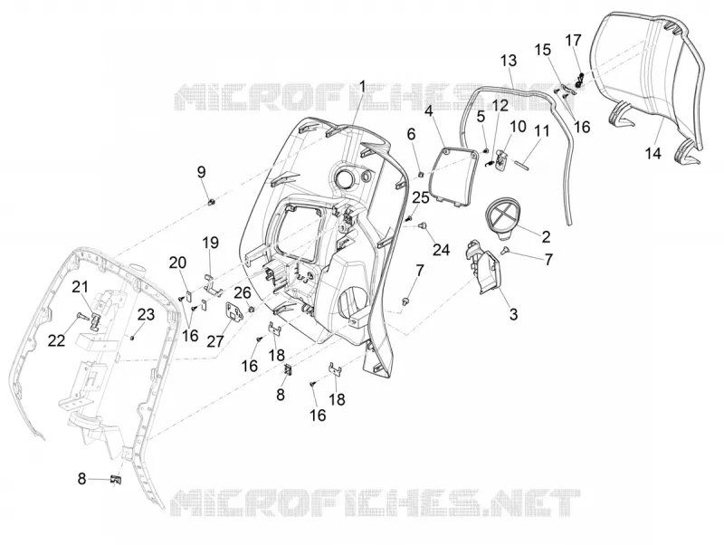 Coffre avant - Contre-tablier VESPA VESPA-SCOOTER 125 SPRINT 2022  Vespa Sprint 125 ABS E5 Justin Bieber