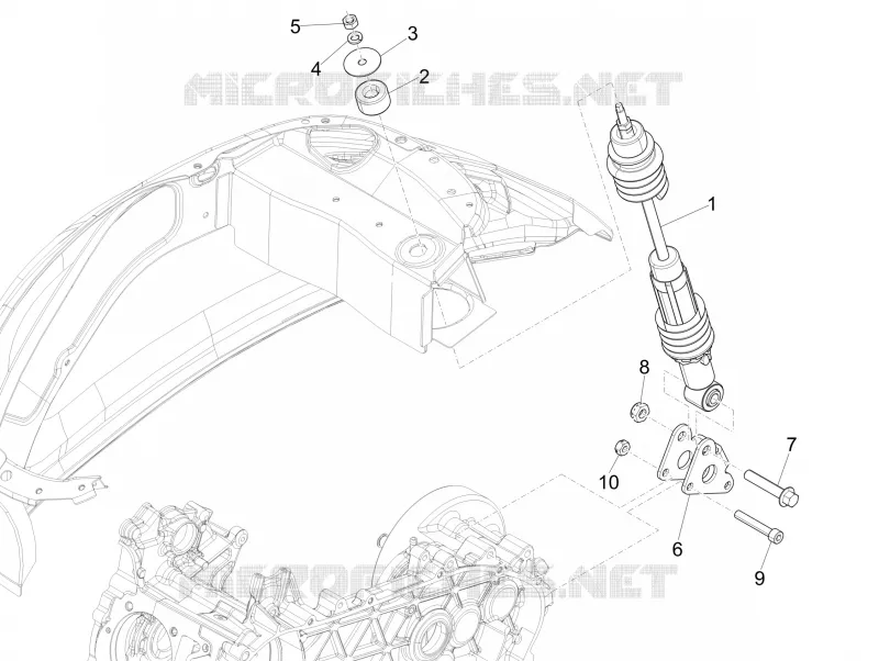 Suspension arrière - Amortisseur/s VESPA VESPA-SCOOTER 125 SPRINT 2022  Vespa Sprint 125 ABS E5 Justin Bieber